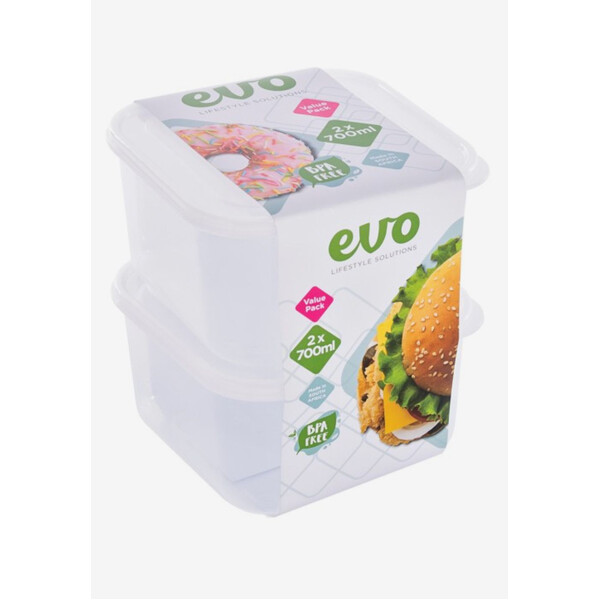 Related Products - Evo 700ml Lunch Box 2pc Clear Base - Clear Lid P/SET