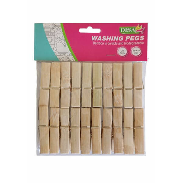 Caprichem products - Washing Pegs Bamboo 70mm 20 Pack P/PACK
