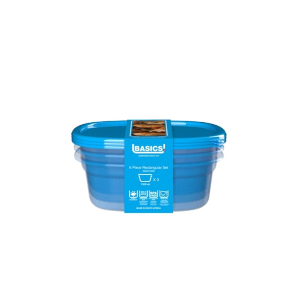 Caprichem products - Rectangular Set Food Saver 6 Piece - 1300ml P/PACK