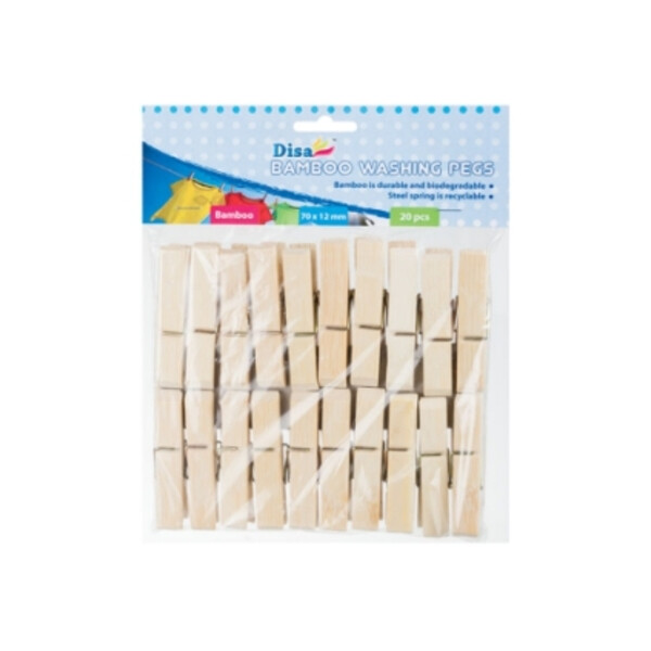 Caprichem products - Washing Pegs Bamboo 70mm Pack-20 P/PACK