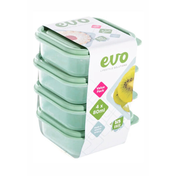 Caprichem products - Evo 80ml 4pc Snack Box Clear Base - Mint Lid P/SET