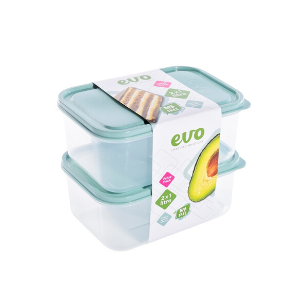 Related Products - Evo 1l Lunch Box 2pc Clear Base - Sage Lid P/SET