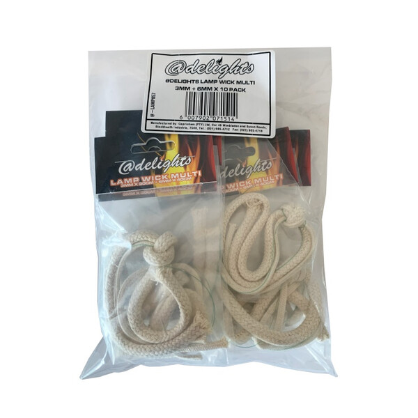 Caprichem products - @delights Lamp Wick Multi 3mm + 6mm X 10 Pack P/PACK