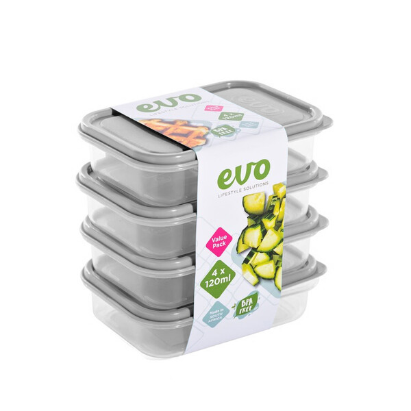 Related Products - Evo 120ml 4pc Snack Box Clear Base - Grey Lid P/SET