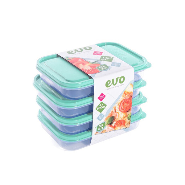 Related Products - Evo 500ml Lunch Box 4pc Clear Base - Mint Lid P/SET