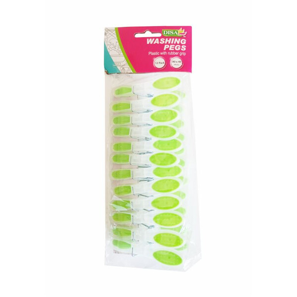Caprichem products - Washing Pegs Plastic Rubber Grip 80mm 12 Pack P/PACK