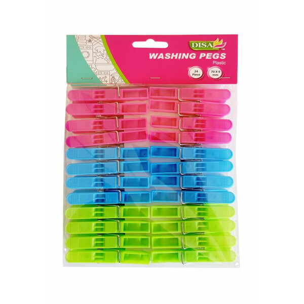 Caprichem products - Washing Pegs Plastic  70mm 24 Pack P/PACK